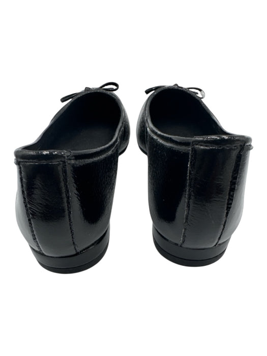 Saks Fifth Ave Shoe Size 9B Black Patent Leather Crinkle Bow Detail Ballet Flats Black / 9B