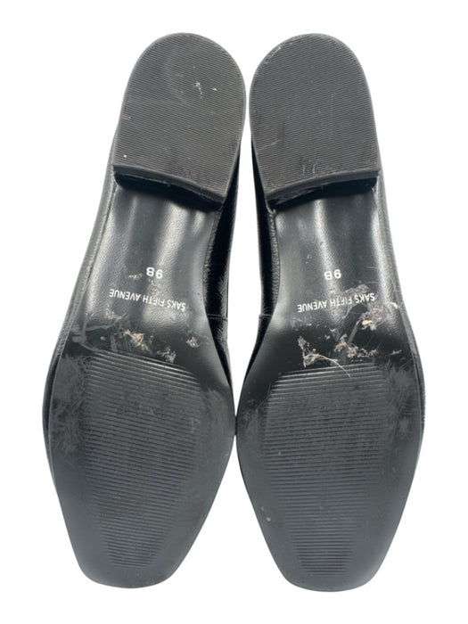 Saks Fifth Ave Shoe Size 9B Black Patent Leather Crinkle Bow Detail Ballet Flats Black / 9B