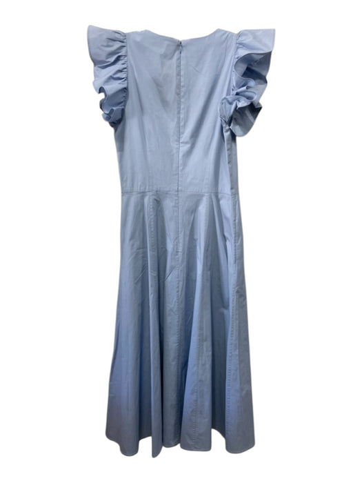 Ann Mashburn Size Medium Light Blue Cotton Ruffle Cap Sleeve V Neck Darted Dress Light Blue / Medium