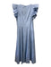 Ann Mashburn Size Medium Light Blue Cotton Ruffle Cap Sleeve V Neck Darted Dress Light Blue / Medium
