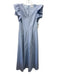 Ann Mashburn Size Medium Light Blue Cotton Ruffle Cap Sleeve V Neck Darted Dress Light Blue / Medium