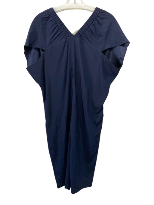 Zero + Maria Cornejo Size 2 Navy Blue Silk Blend Sleeveless Elastic Neck Dress Navy Blue / 2