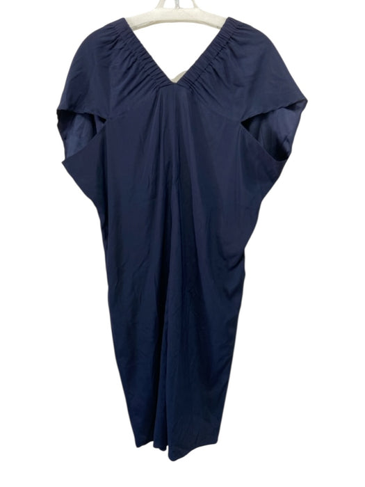 Zero + Maria Cornejo Size 2 Navy Blue Silk Blend Sleeveless Elastic Neck Dress Navy Blue / 2