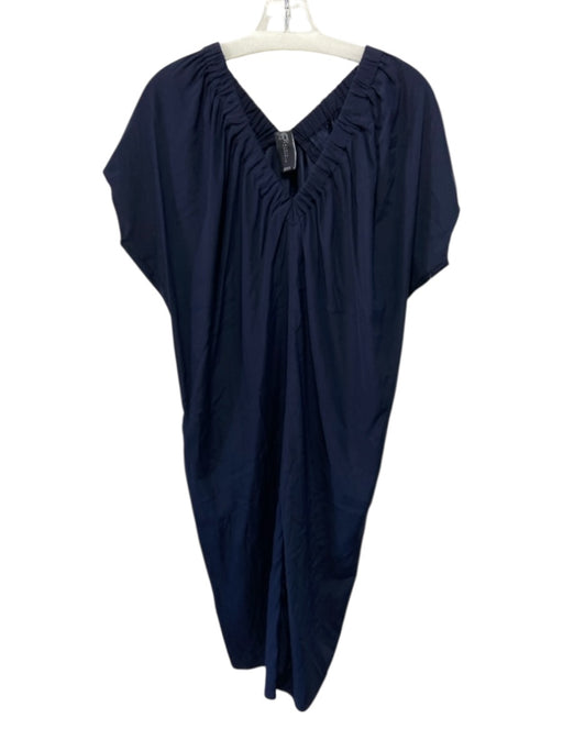 Zero + Maria Cornejo Size 2 Navy Blue Silk Blend Sleeveless Elastic Neck Dress Navy Blue / 2