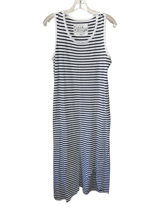 Frank & Eileen Size XS Navy Blue & White Cotton Sleeveless Striped Midi Dress Navy Blue & White / XS