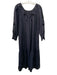 Cleobella Size Small Black Cotton Long Sleeve Floral Eyelet Pockets Maxi Dress Black / Small