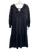 Cleobella Size Small Black Cotton Long Sleeve Floral Eyelet Pockets Maxi Dress Black / Small