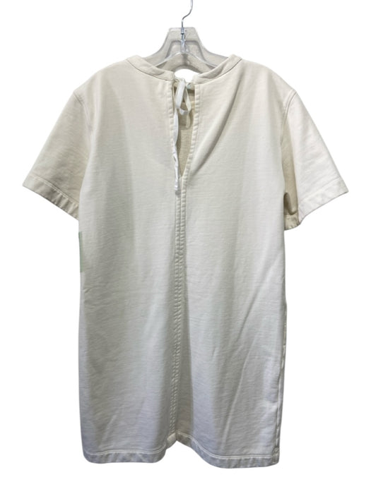Jil Sander Navy Size Small Cream White Cotton Short Sleeve Back Tie Dress Cream White / Small