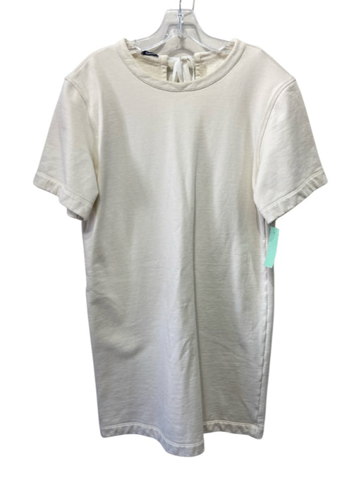 Jil Sander Navy Size Small Cream White Cotton Short Sleeve Back Tie Dress Cream White / Small