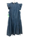 Sea New York Size 4 Medium Wash Cotton Ruffle Cap Sleeve Tiered Mock Neck Dress Medium Wash / 4
