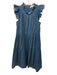 Sea New York Size 4 Medium Wash Cotton Ruffle Cap Sleeve Tiered Mock Neck Dress Medium Wash / 4