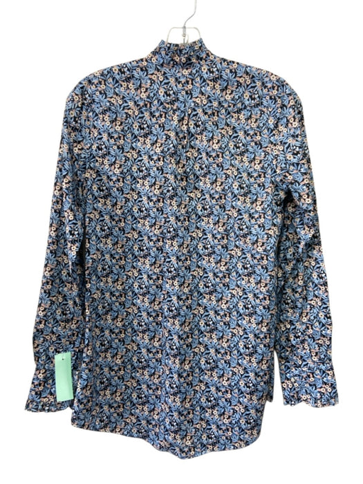 Ann Mashburn Size Small Blue, Orange, White Cotton Long Sleeve Floral Top Blue, Orange, White / Small
