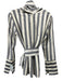 Partow Size Est Small Black & Cream Long Trumpet Sleeve Striped Herringbone Top Black & Cream / Est Small