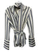 Partow Size Est Small Black & Cream Long Trumpet Sleeve Striped Herringbone Top Black & Cream / Est Small