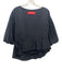 Virginia Bizzi Size 40 Black Cotton Long Sleeve Bubble Sleeve Mesh Tiered Top Black / 40