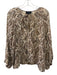 Nili Lotan Size XS Brown & Black Silk Long Sleeve Paisley Tie Neck Sheer Top Brown & Black / XS