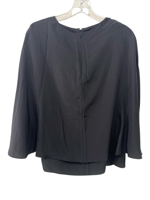 Tibi Size 2 Black Silk Bell Sleeve Back Zip Top Black / 2