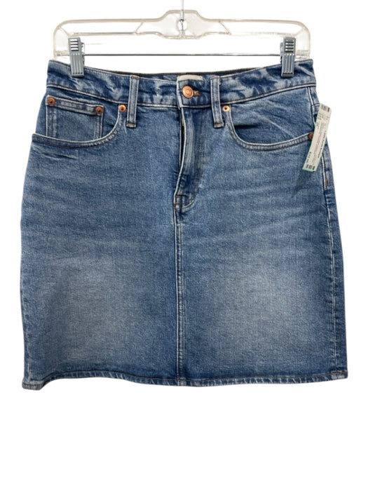 J Crew Size 26 Medium Wash Cotton Denim High Rise Whiskering Pockets Skirt Medium Wash / 26