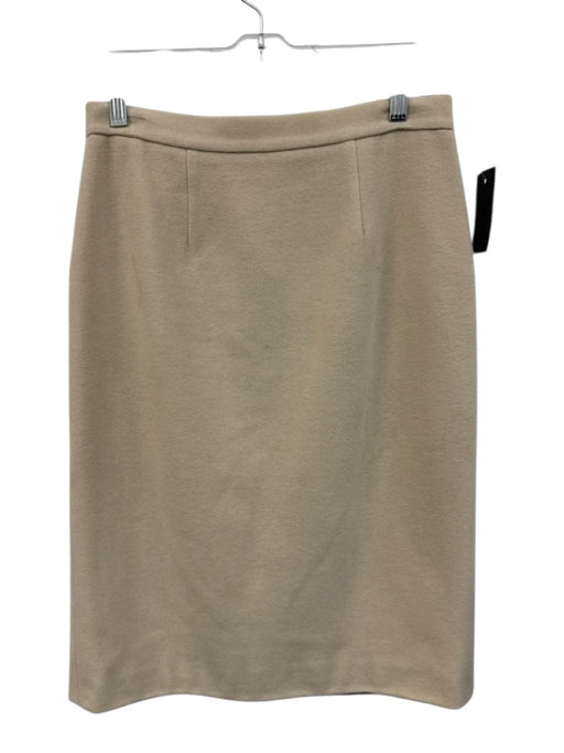 Hache Size 44 / s Cream Beige Wool Blend Back Zip Knee Length Pencil Skirt Cream Beige / 44 / s