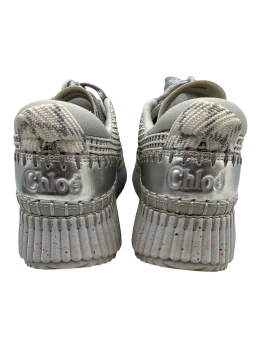 Chloe Shoe Size 38 Gray & Silver textile upper Whipstitch Platform Sneakers Gray & Silver / 38