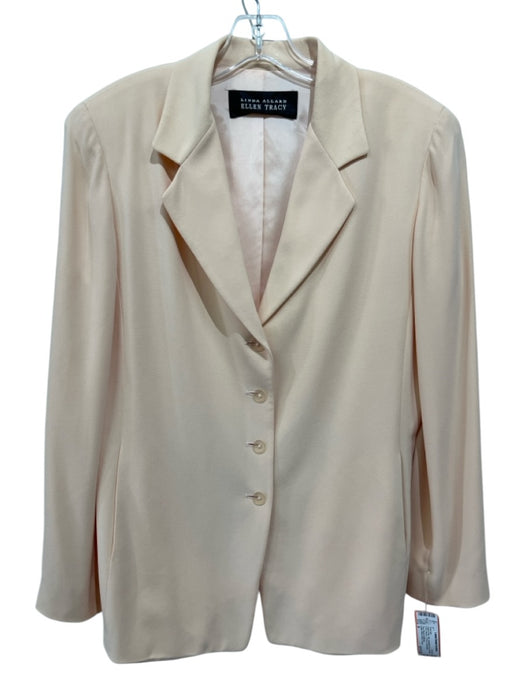 Linda Allard Ellen Tracy Size 8 Peach Pink Silk Sequined Top Blazer Pant Set Peach Pink / 8