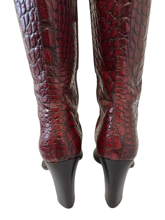 Donald J Pliner Shoe Size 10 Burgundy Red Leather Upper Croc Embossed Boots Burgundy Red / 10