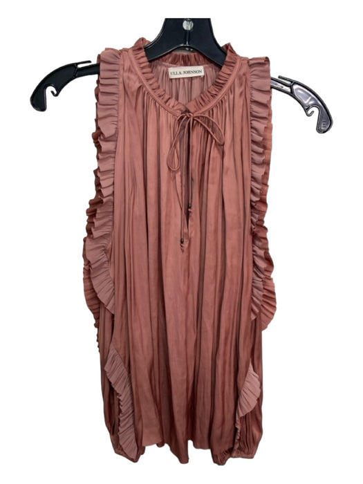 Ulla Johnson Size 0 Mauve Pink Polyester round split neck Long Sleeve Ruffle Top Mauve Pink / 0