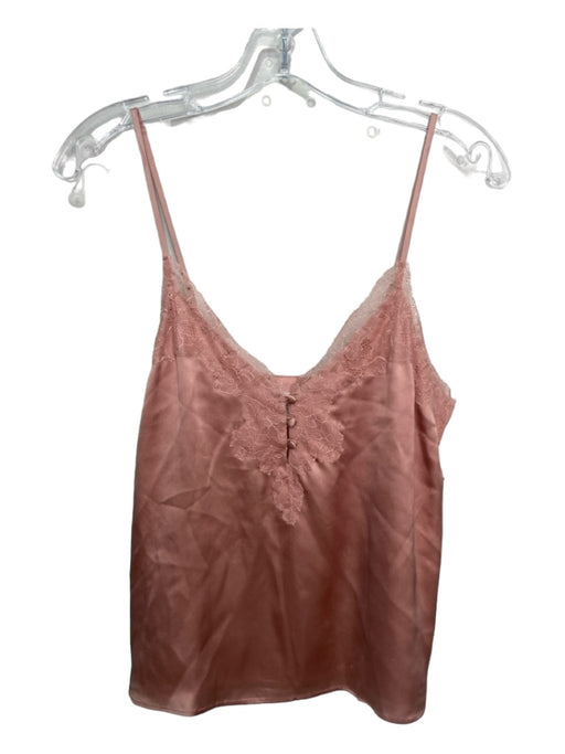 Cami NYC Size XS Pink Silk Spaghetti Strap Button Front Lace Trim Slip Top Pink / XS