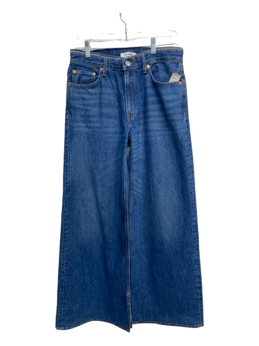 RE/DONE Size 23 Dark Wash Cotton Denim Rhinestone Detail Low Rise Wide Leg Jeans Dark Wash / 23