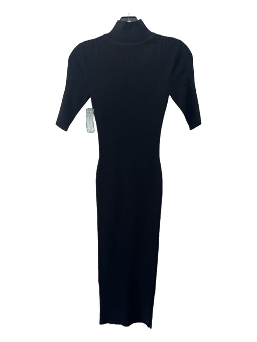 Cushnie et Ochs Size XS Black Rayon Viscose Ribbed Front Cut Out Mock Neck Dress Black / XS