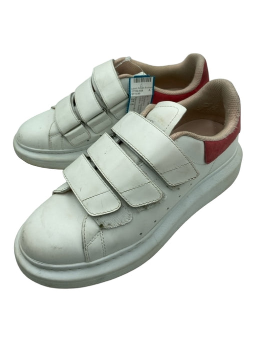 Alexander McQueen Shoe Size 37.5 White & Red Leather Suede Velcro Sneakers White & Red / 37.5