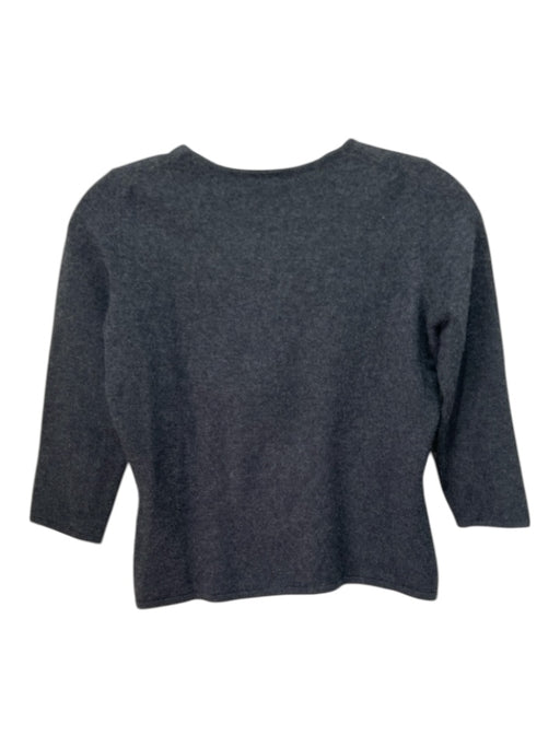 Oscar De La Renta Size XS Dark Gray Wool Blend 3/4 Sleeve Round Neck Sweater Dark Gray / XS