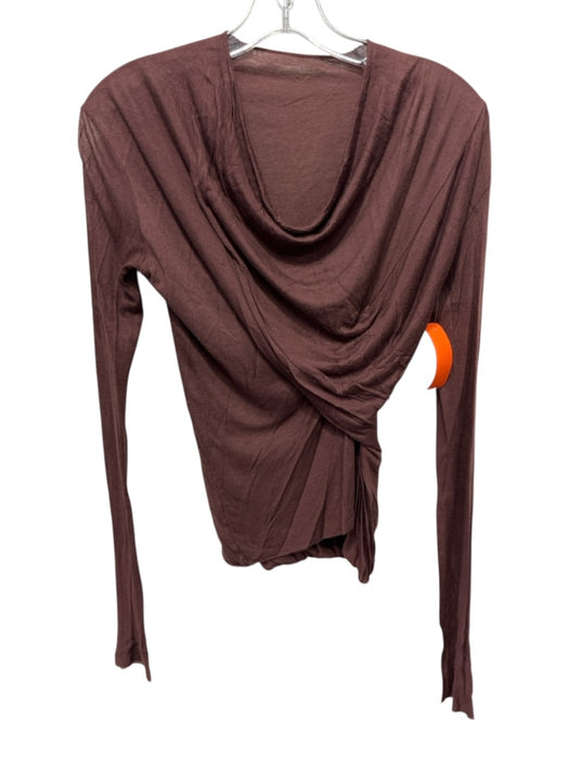 Rick Owens Lilies Size EST 2 Burgundy Viscose Blend Long Sleeve asymetrical Top Burgundy / EST 2
