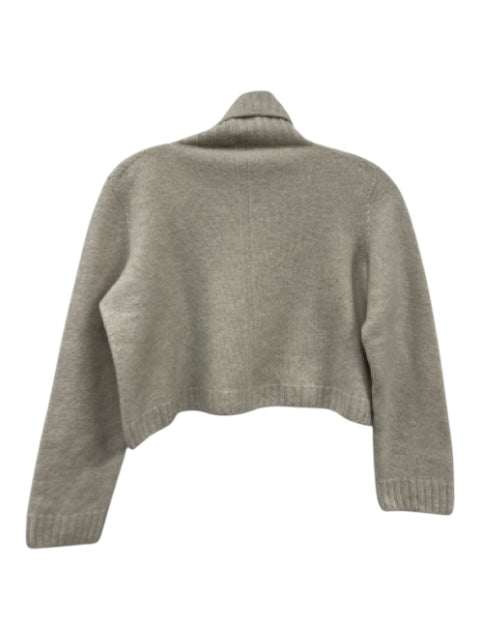 The Row Size S Cream Beige Cashmere Blend Turtle Neck Knit Crop Sweater Cream Beige / S