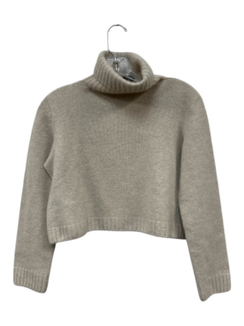 The Row Size S Cream Beige Cashmere Blend Turtle Neck Knit Crop Sweater Cream Beige / S