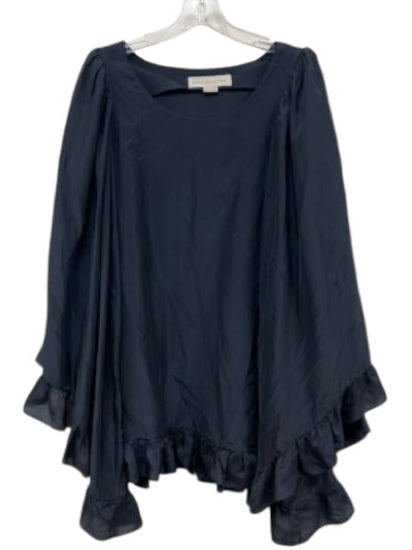 Stella McCartney Size 38 Navy Blue Silk Long Ruffle Sleeve Ruffle Hem Mini Dress Navy Blue / 38
