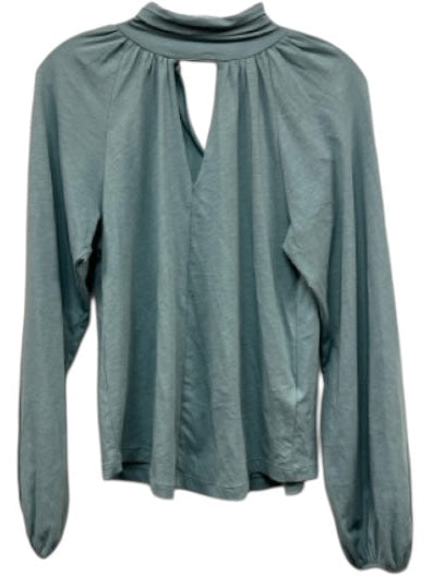 Nation Size XS Light Blue Cotton Mock Neck Keyhole Long Sleeve Top Light Blue / XS