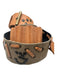 Aridza Bross Brown & Gray Leather Grommet Detail Bronze Hardware Canvas Belts Brown & Gray / S/M