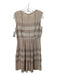 Burberry Brit Size 8 Beige Silk V Neck zipper front gingham Sleeveless Dress Beige / 8