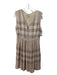 Burberry Brit Size 8 Beige Silk V Neck zipper front gingham Sleeveless Dress Beige / 8