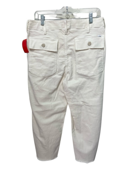 Mother Size 30 Off White Cotton Denim High Rise Carpenter Pocket Wide Leg Jeans Off White / 30