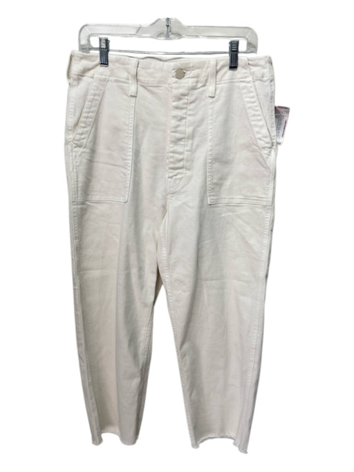 Mother Size 30 Off White Cotton Denim High Rise Carpenter Pocket Wide Leg Jeans Off White / 30