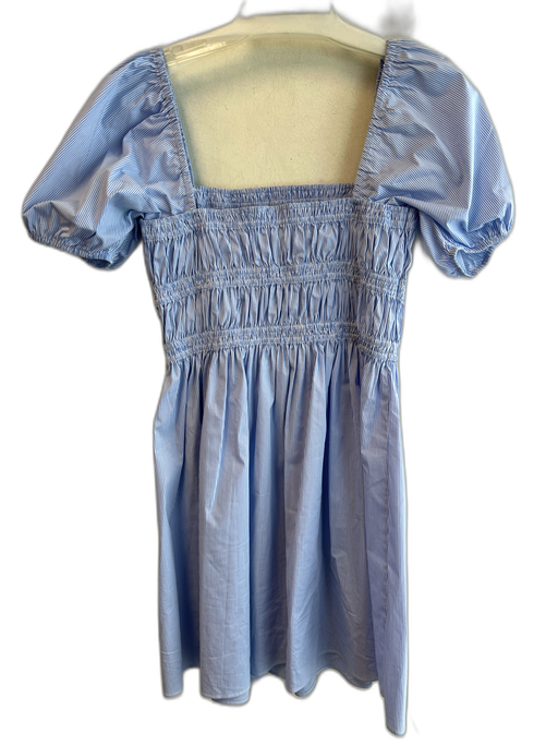 JS 71 Size Est S/M Blue & White Polyester Blend Square Neck Stripe Dress Blue & White / Est S/M