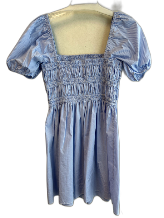 JS 71 Size Est S/M Blue & White Polyester Blend Square Neck Stripe Dress Blue & White / Est S/M