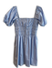 JS 71 Size Est S/M Blue & White Polyester Blend Square Neck Stripe Dress Blue & White / Est S/M