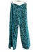 Deloreta Size M Blue & Teal Cotton Zip Fly Floral Print High Rise Wide Leg Pants Blue & Teal / M