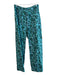 Deloreta Size M Blue & Teal Cotton Zip Fly Floral Print High Rise Wide Leg Pants Blue & Teal / M