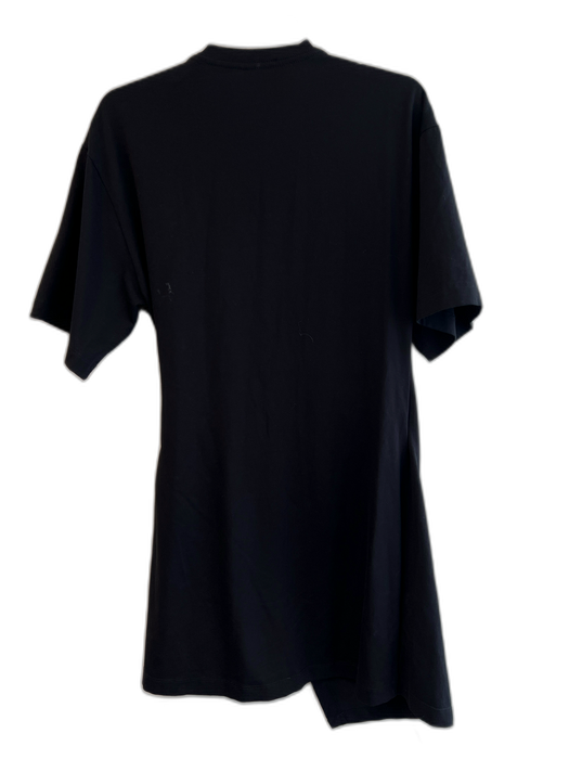 Simkhai Size L Black Cotton Blend Short Sleeve Wrap Round Neck Tie Front Dress Black / L