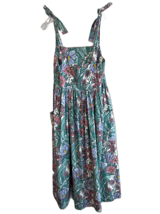 Tory Burch Size M Green & Multi Cotton Blend Square Neck tie strap Maxi Dress Green & Multi / M