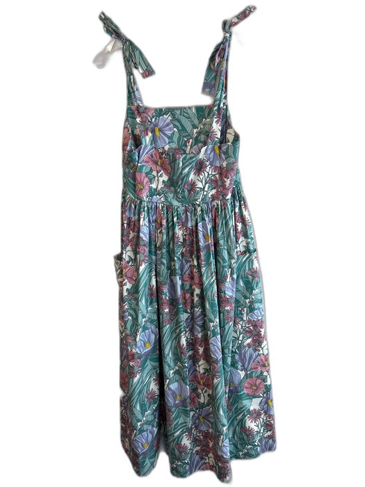 Tory Burch Size M Green & Multi Cotton Blend Square Neck tie strap Maxi Dress Green & Multi / M
